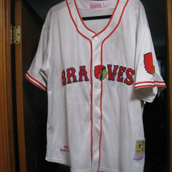 VTG MITCHELL & NESS  BABE RUTH # 3 BOSTON BRAVES RETRO THROWBACK JERSEY SIZE 54 - Picture 9 of 9